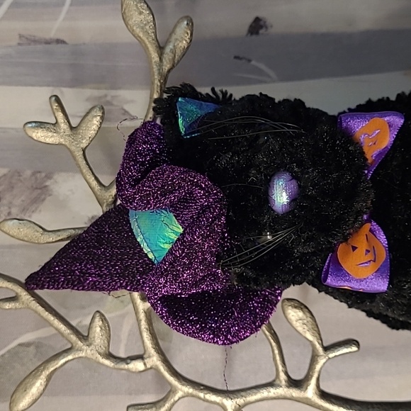Black Cat With Sparkling Purple Witch's Hat & Jack O Lantern Bow-Tie DAN DEE - Picture 13 of 16